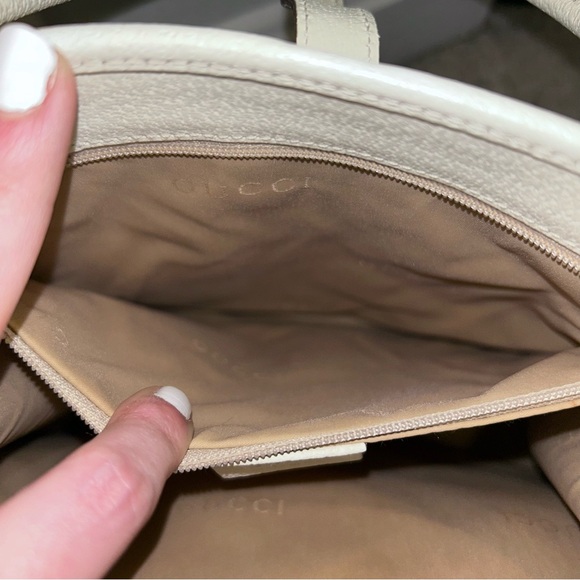 Gucci Authentic Vintage Mini Jackie Tote Bag Purse in Cream Off White Leather - Picture 12 of 15